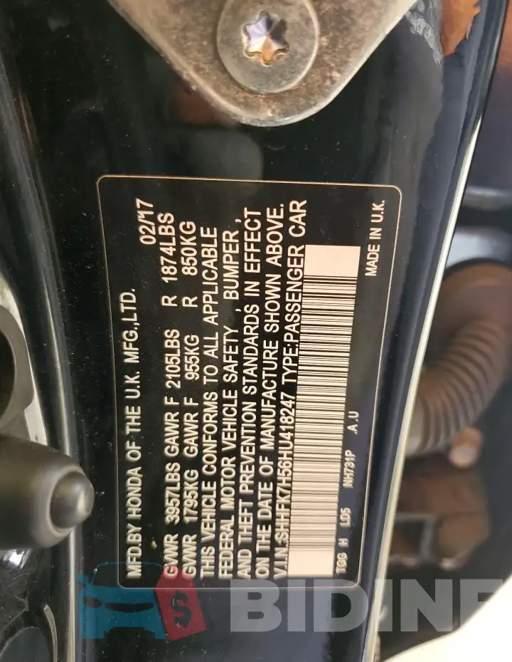 SHHFK7H56HU418247 Photo# 12