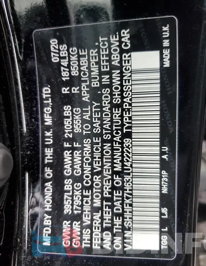 SHHFK7H63LU422239 Photo# 12