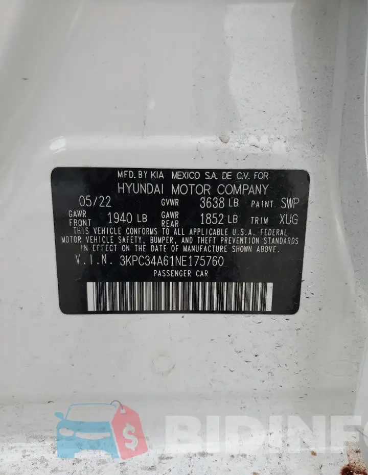 3KPC34A61NE175760 Photo# 12
