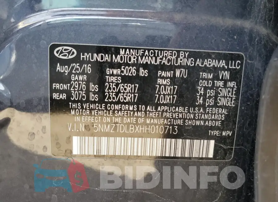 5NMZTDLBXHH010713 Photo# 12