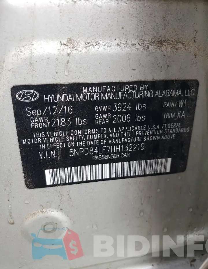 5NPD84LF7HH132219 Photo# 13