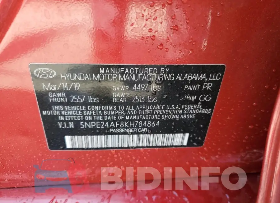 5NPE24AF8KH784864 Photo# 12