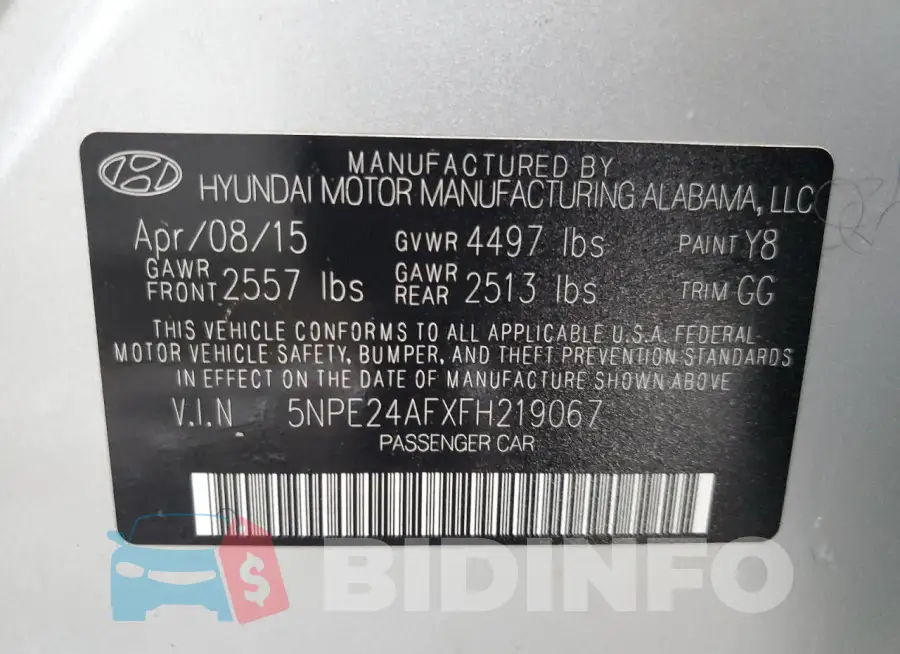 5NPE24AFXFH219067 Photo# 12