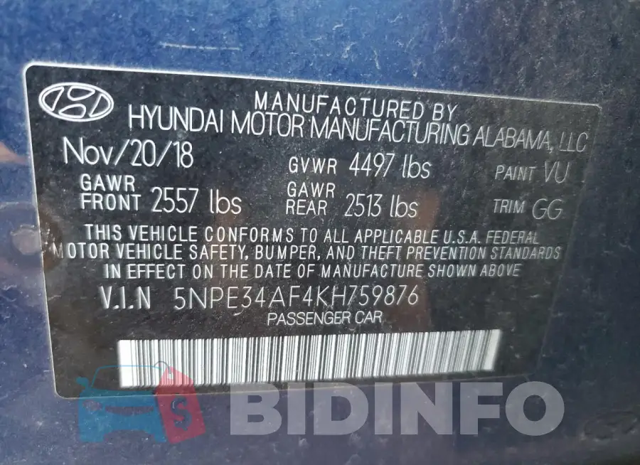 5NPE34AF4KH759876 Photo# 12