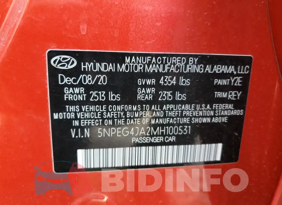 5NPEG4JA2MH100531 Photo# 12