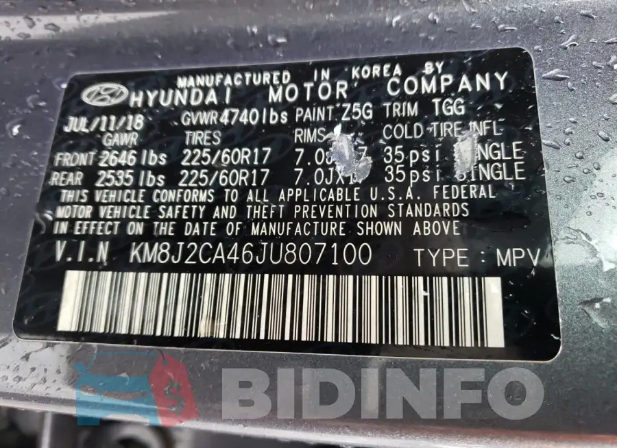 KM8J2CA46JU807100 Photo# 13