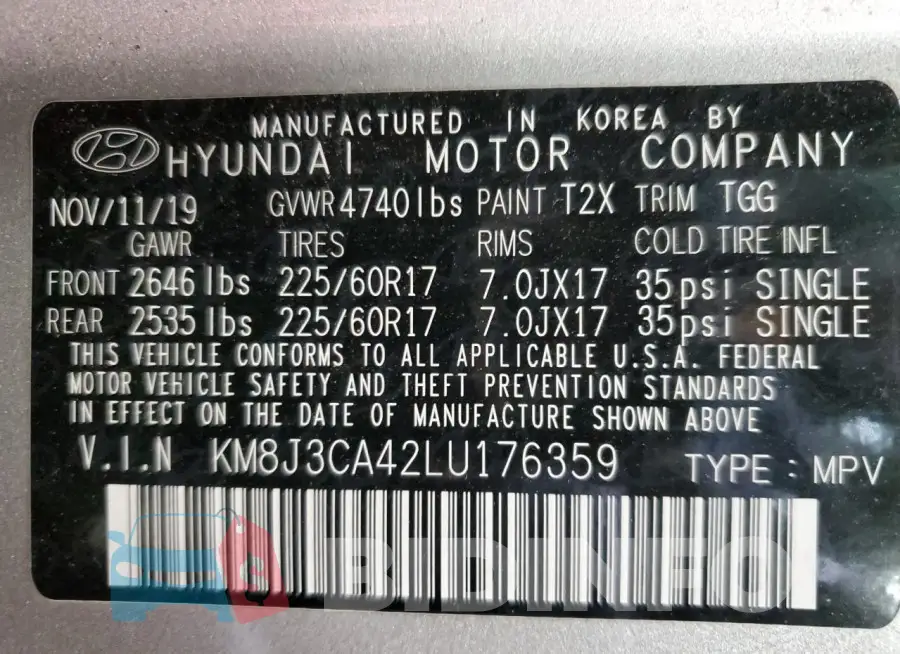 KM8J3CA42LU176359 Photo# 13