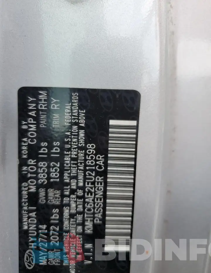 KMHTC6AE2FU218598 Photo# 12