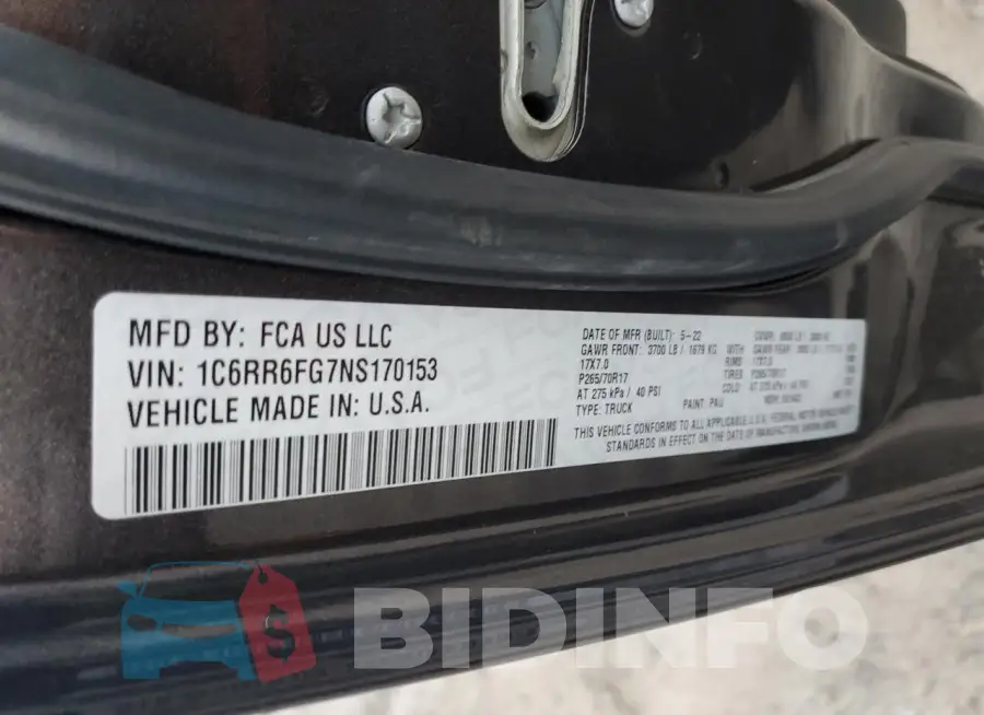 1C6RR6FG7NS170153 Photo# 12