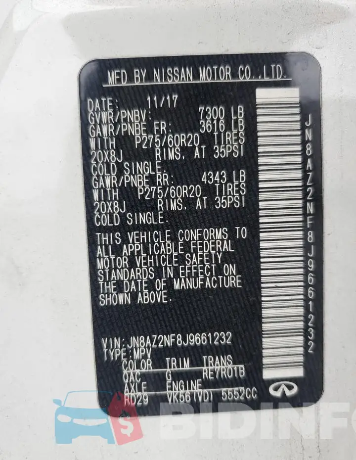 JN8AZ2NF8J9661232 Photo# 14