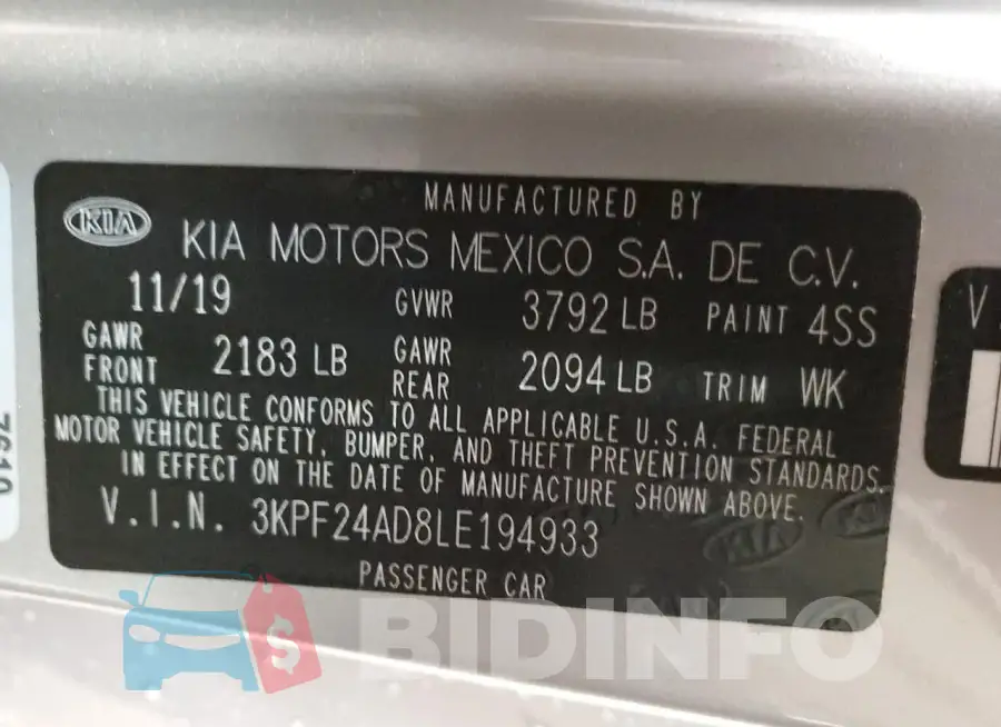 3KPF24AD8LE194933 Photo# 12