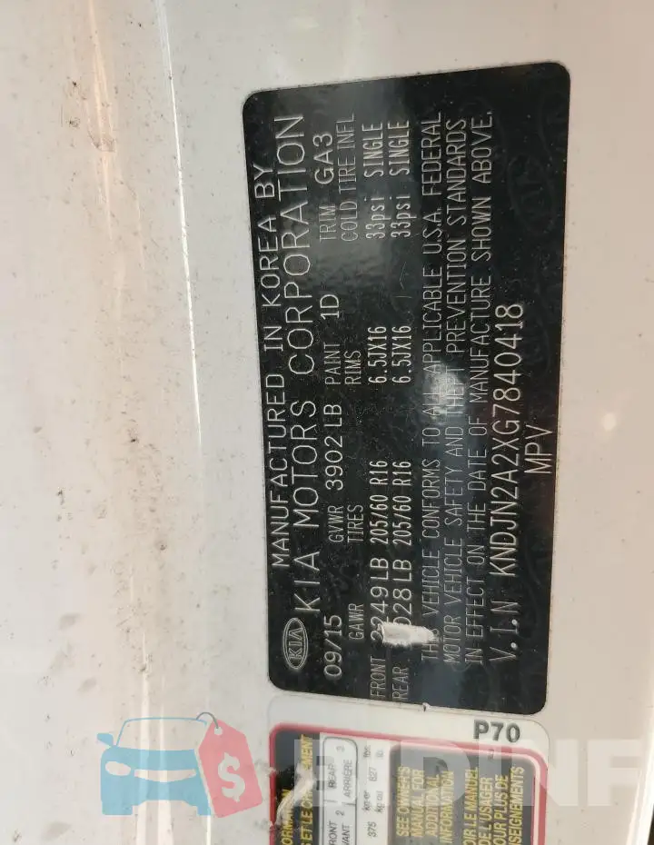 KNDJN2A2XG7840418 Photo# 12