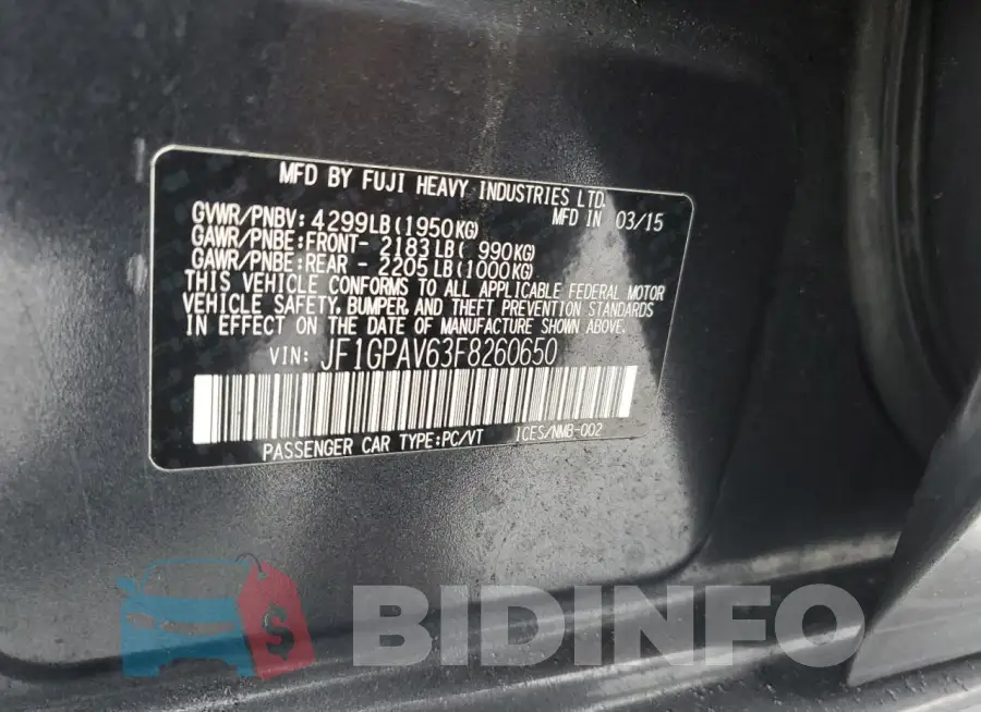 JF1GPAV63F8260650 Photo# 13