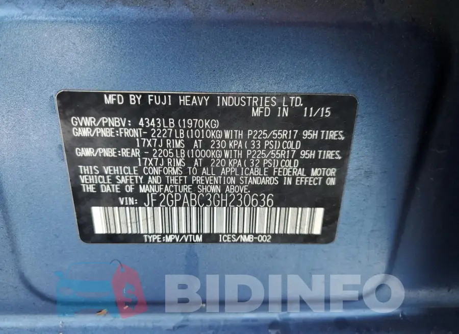 JF2GPABC3GH230636 Photo# 12