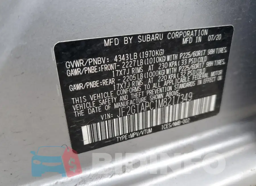 JF2GTAPC1M8217349 Photo# 13