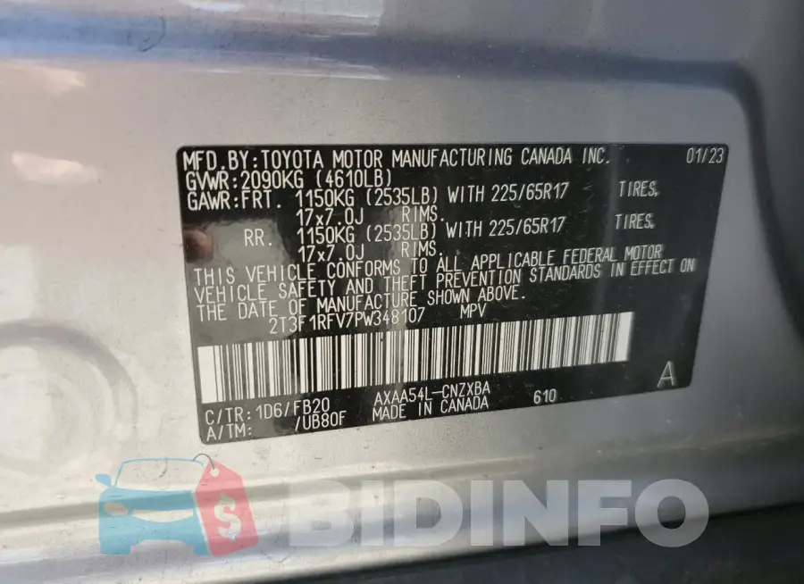 2T3F1RFV7PW348107 Photo# 13