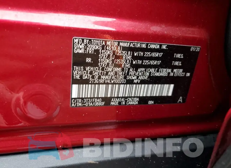 2T3G1RFV4LW100203 Photo# 13