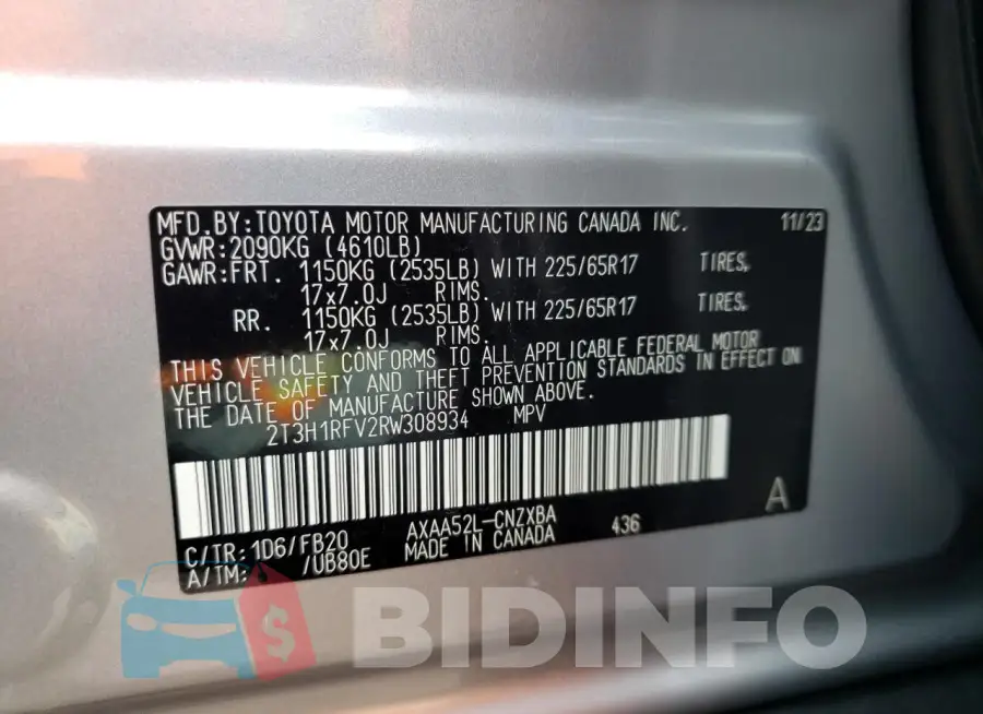 2T3H1RFV2RW308934 Photo# 14