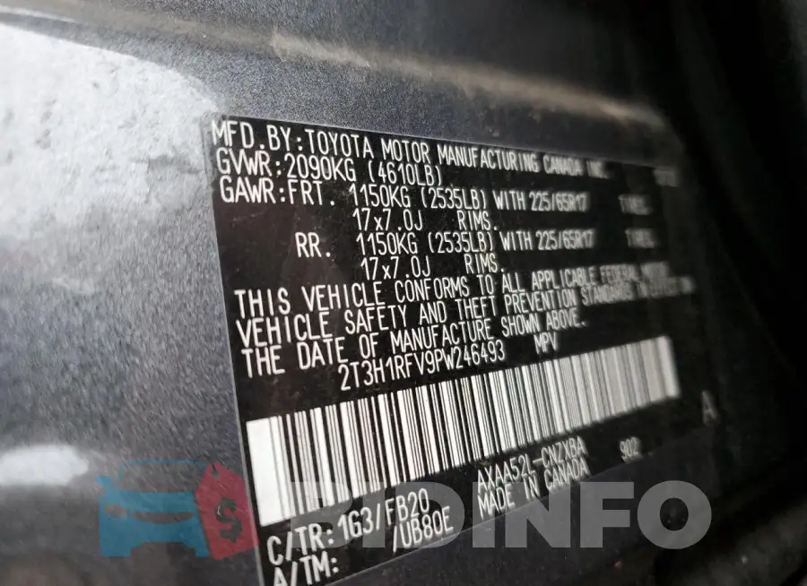 2T3H1RFV9PW246493 Photo# 12