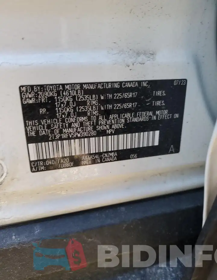 2T3P1RFV5PW390280 Photo# 12