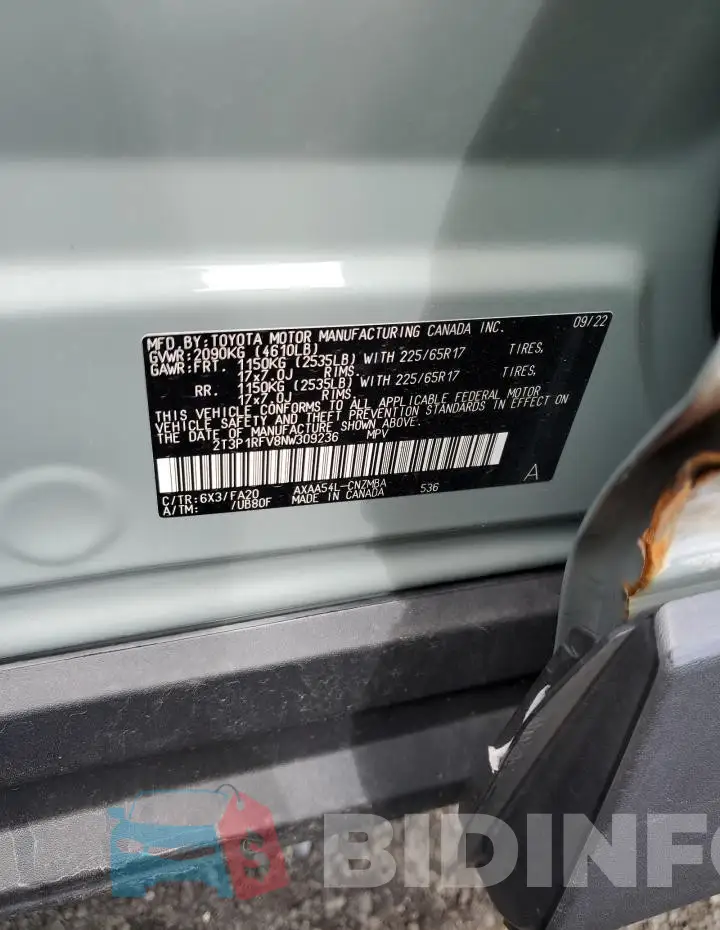 2T3P1RFV8NW309236 Photo# 12