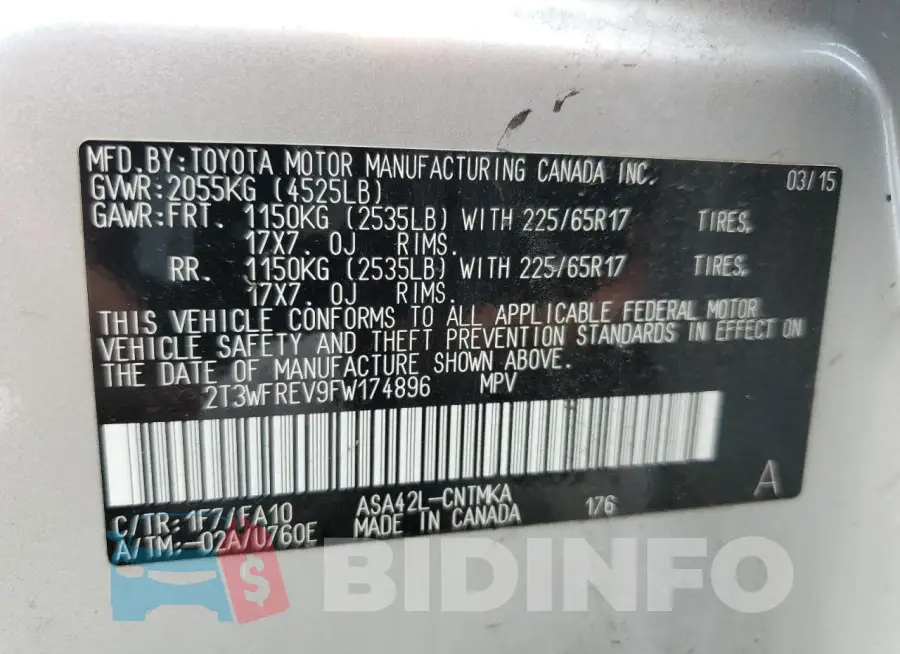 2T3WFREV9FW174896 Photo# 13