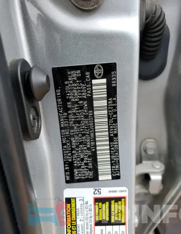 4T1B11HK5JU603789 Photo# 13