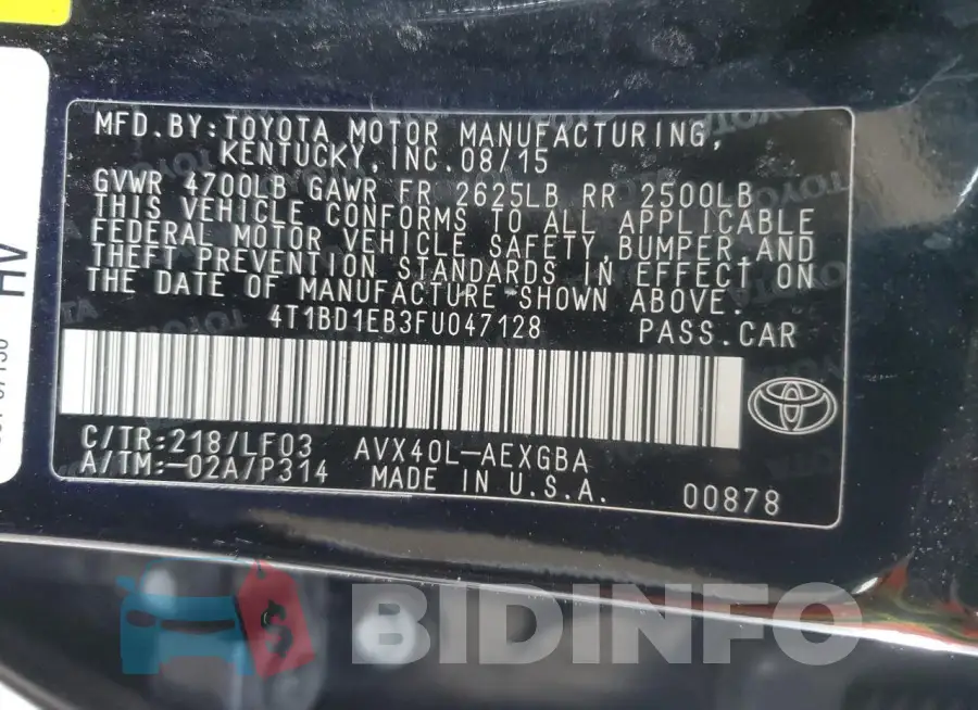 4T1BD1EB3FU047128 Photo# 12