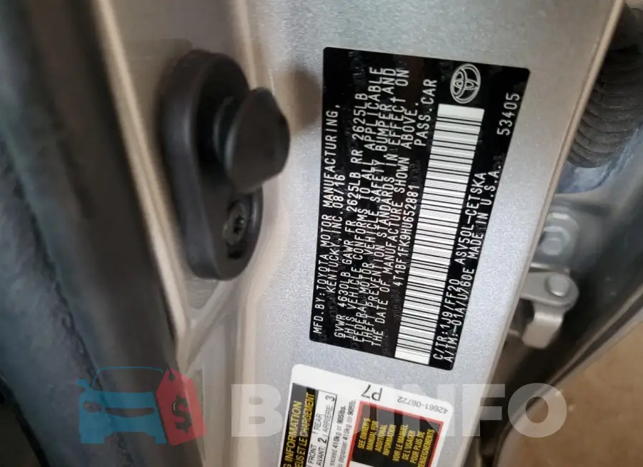 4T1BF1FK9HU652881 Photo# 12