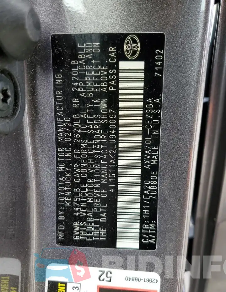 4T1G11AK2LU940097 Photo# 12