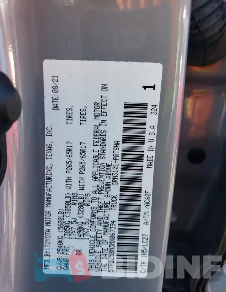 5TFDZ5BN3MX067394 Photo# 12