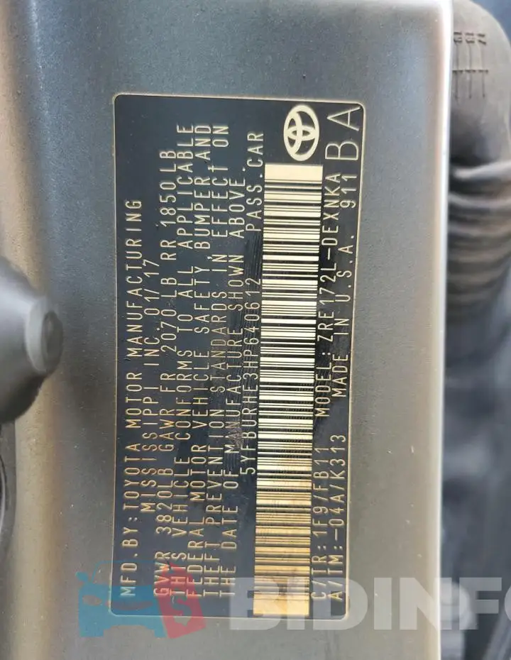 5YFBURHE3HP640612 Photo# 12