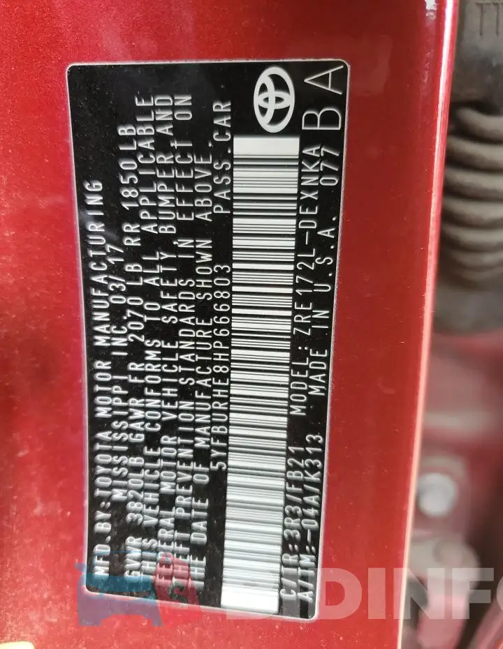 5YFBURHE8HP666803 Photo# 12