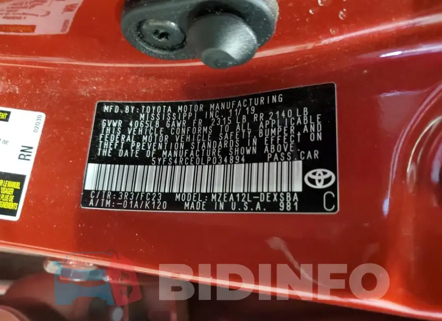 5YFS4RCE0LP034894 Photo# 13