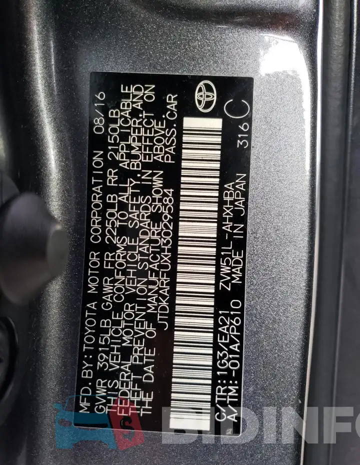 JTDKARFUXH3029584 Photo# 12
