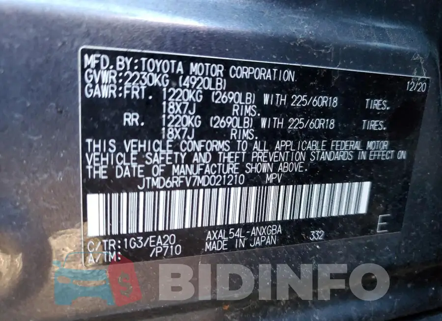 JTMD6RFV7MD021210 Photo# 13