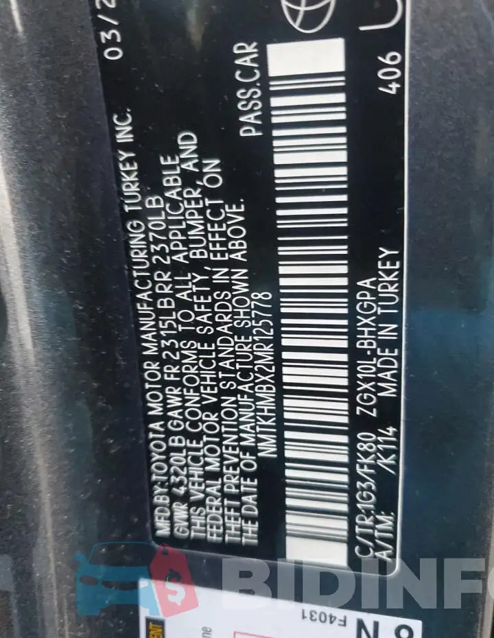NMTKHMBX2MR125778 Photo# 13