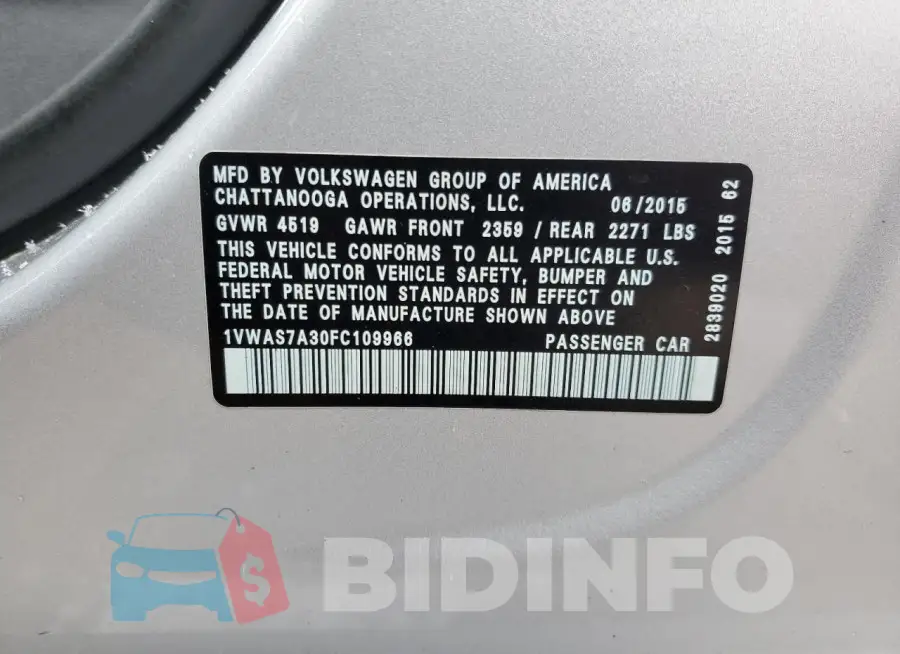 1VWAS7A30FC109966 Photo# 12
