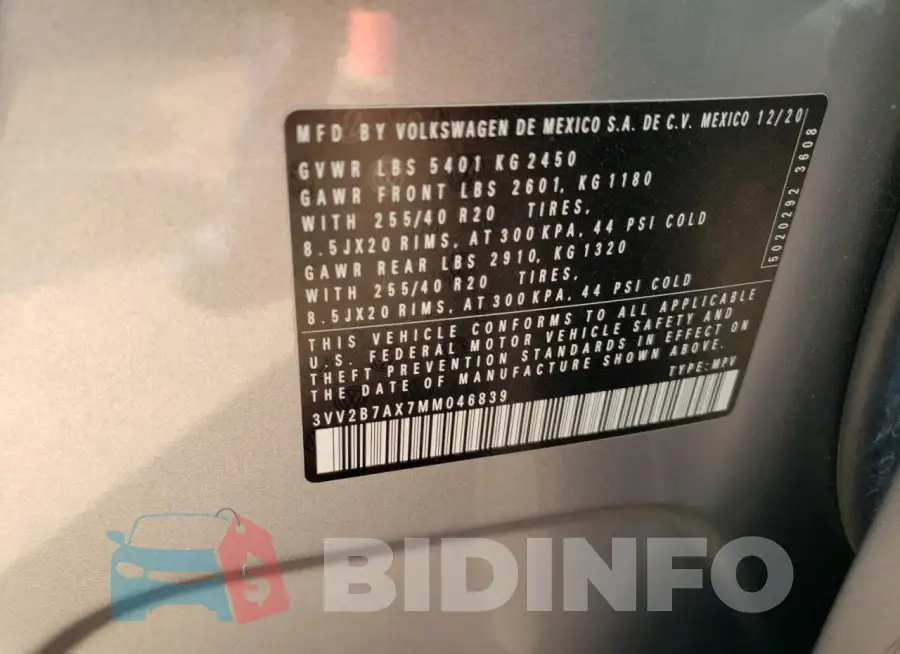 3VV2B7AX7MM046839 Photo# 13