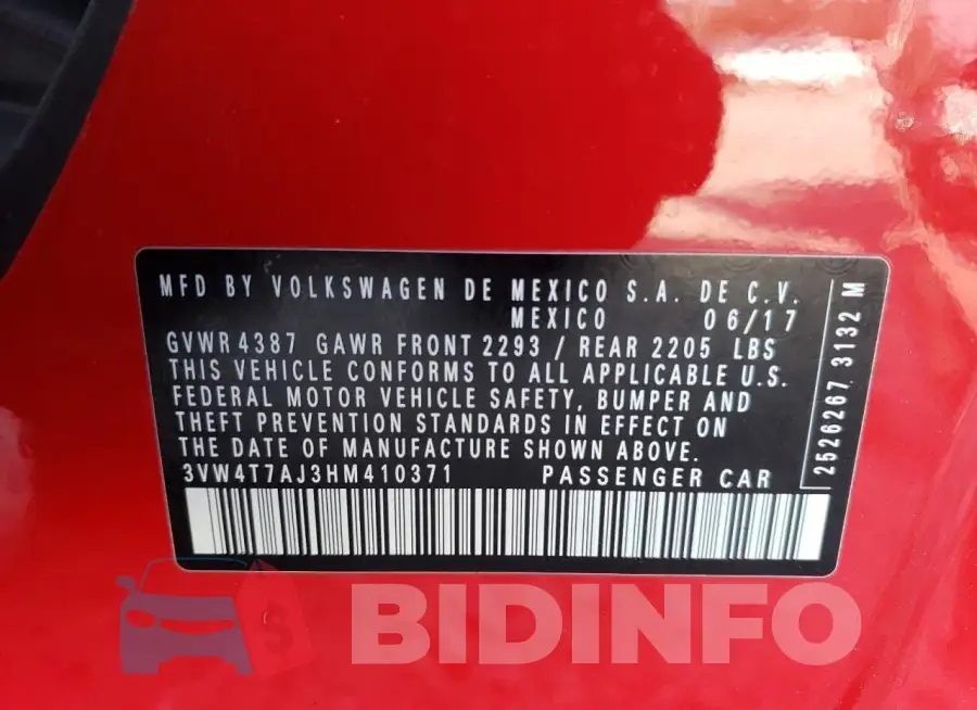 3VW4T7AJ3HM410371 Photo# 13