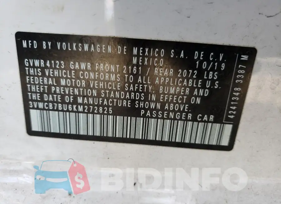 3VWCB7BU6KM272825 Photo# 13