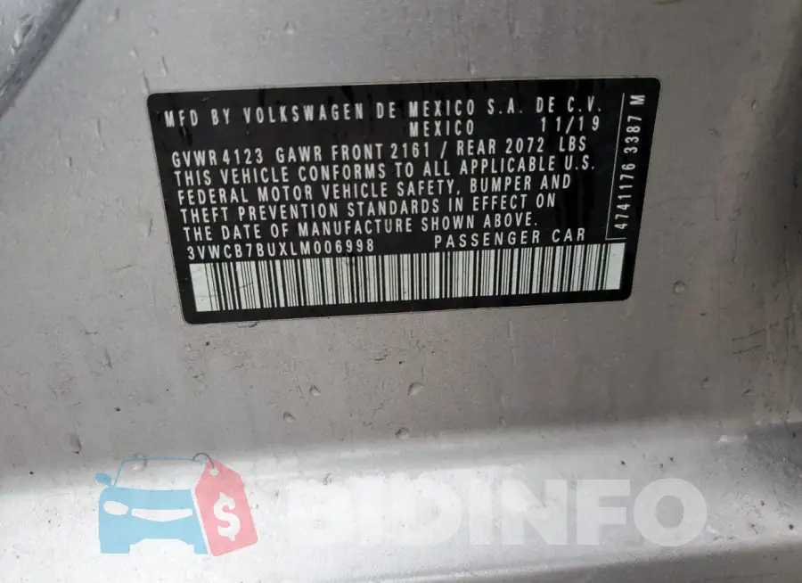 3VWCB7BUXLM006998 Photo# 12