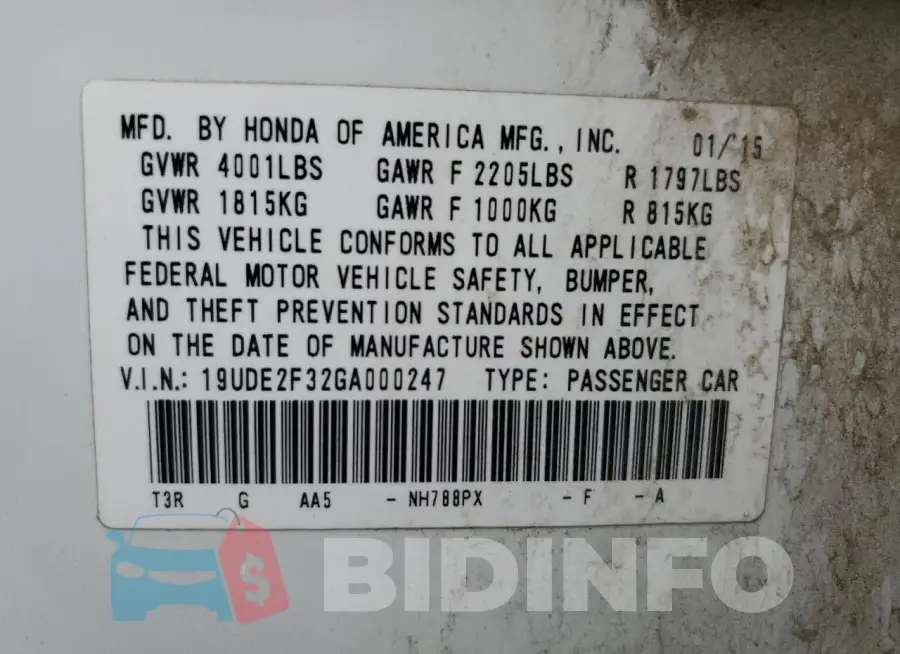 19UDE2F32GA000247 Photo# 12