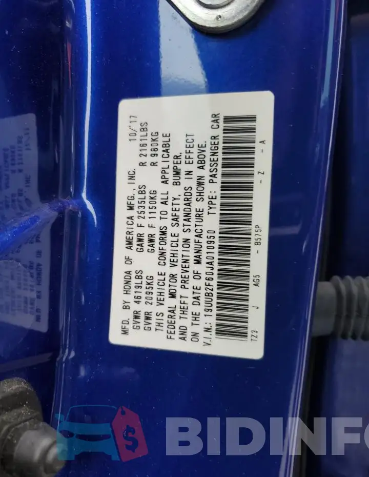 19UUB2F60JA010950 Photo# 12