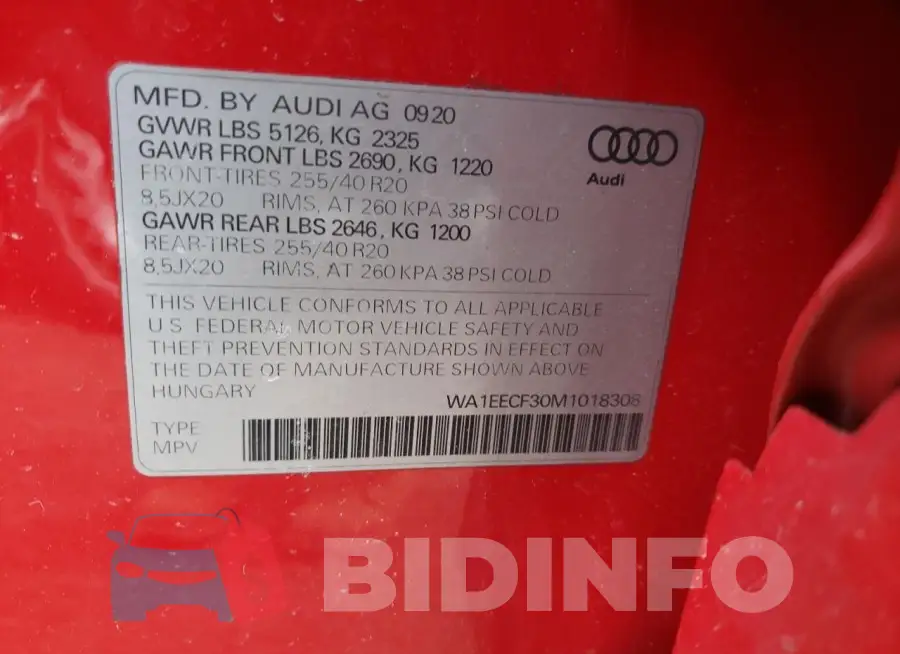 WA1EECF30M1018308 Photo# 14