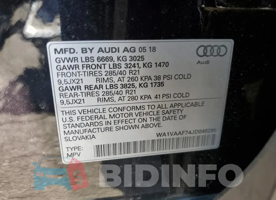 WA1VAAF74JD046285 Photo# 12
