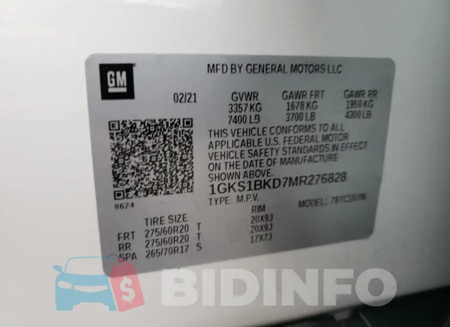1GKS1BKD7MR276828 Photo# 13