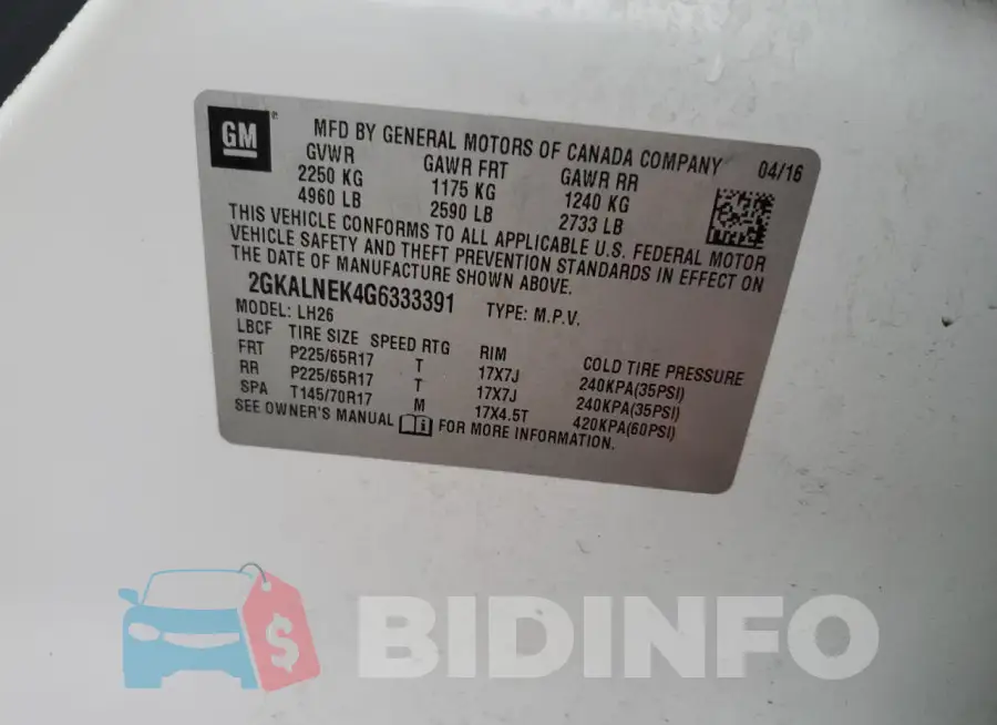 2GKALNEK4G6333391 Photo# 13