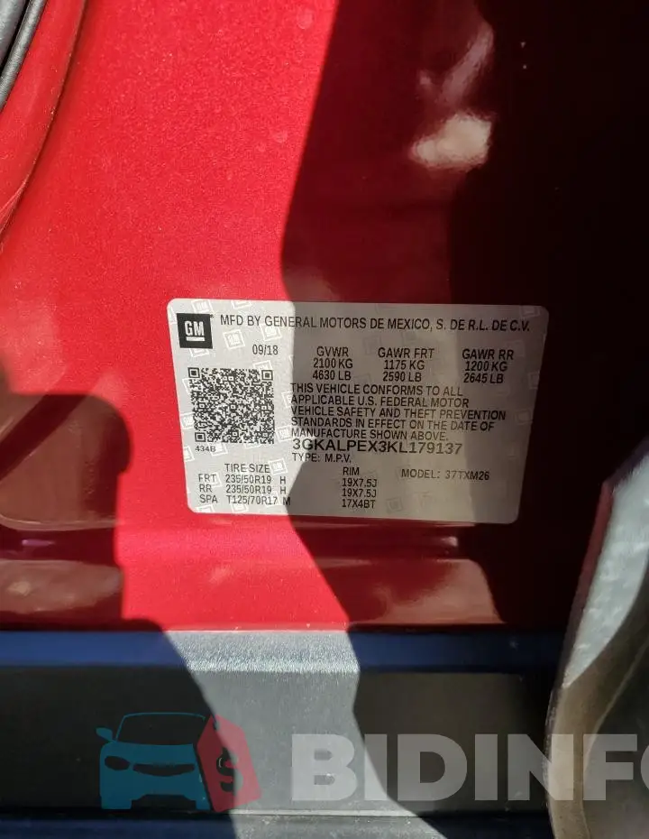 3GKALPEX3KL179137 Photo# 13
