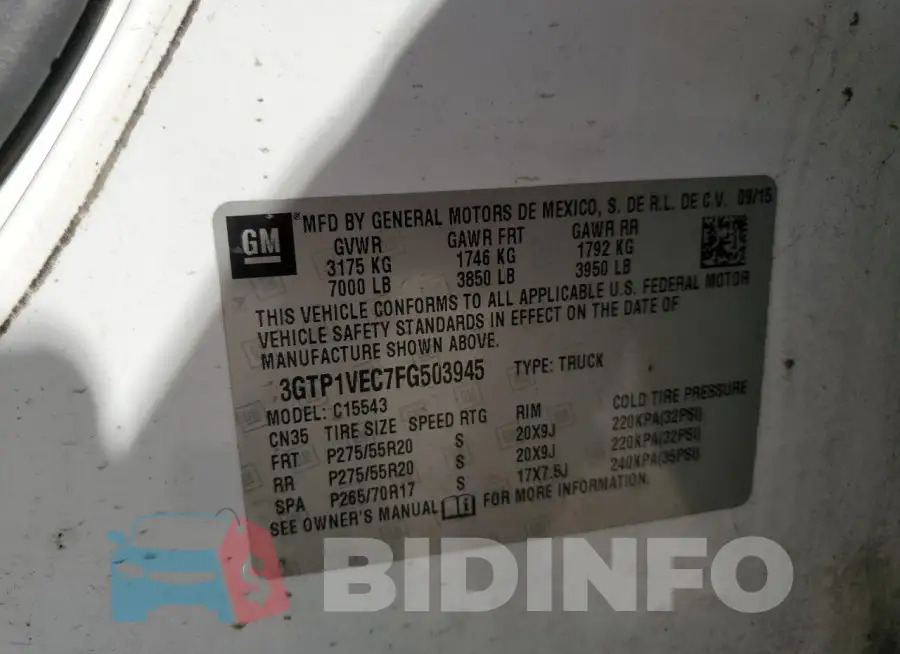 3GTP1VEC7FG503945 Photo# 12